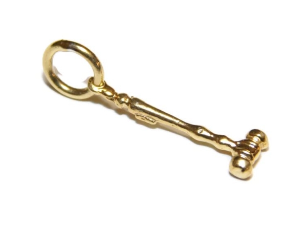 3D Gavel Pendant Charm 14k Yellow Gold