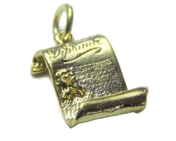 3D Diploma Pendant Charm 14k Yellow Gold