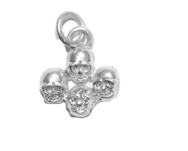 4 Group Skull with Heads Charm Pendant .925 Sterling Silver