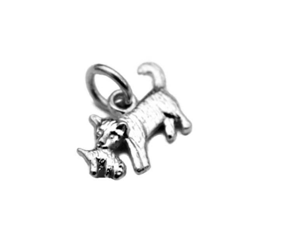 Mother and Kitten Charm Pendant .925 Sterling Silver
