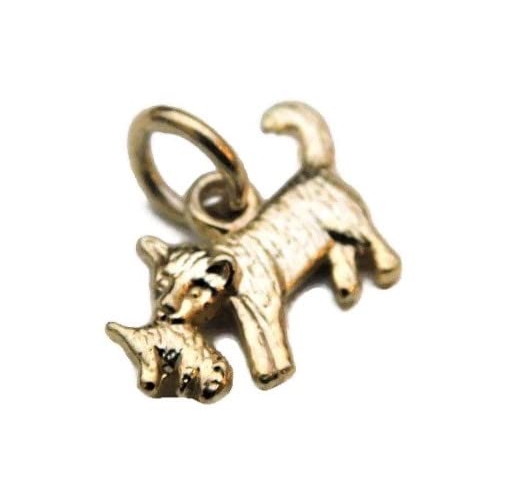 Mother and Kitten Charm Pendant 14k Yellow Gold