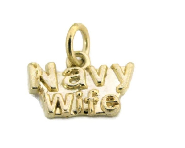 Navy Wife Charm Pendant 14k Yellow Gold