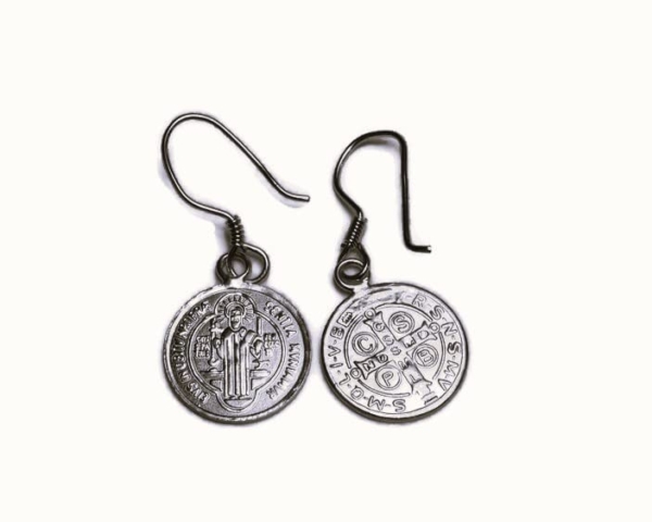 Sterling Silver .925 Large ST. Benedict Earrings