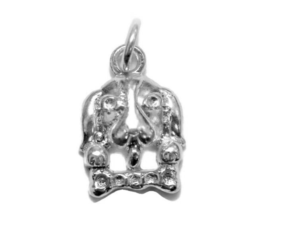 Beagle with Bone Charm Pendant .925 Sterling Silver