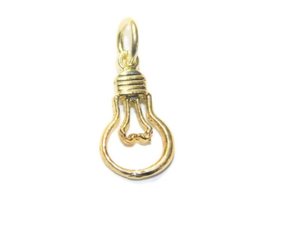 2D Bulb Outline Charm Pendant 14k Yellow Gold