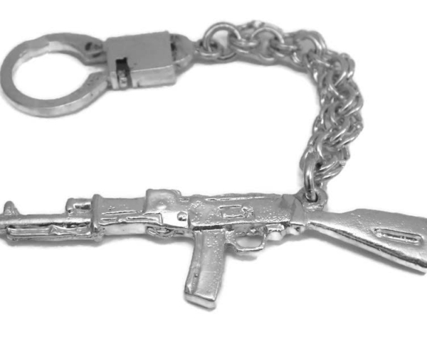 Machine Gun Keychain .925 Sterling Silver