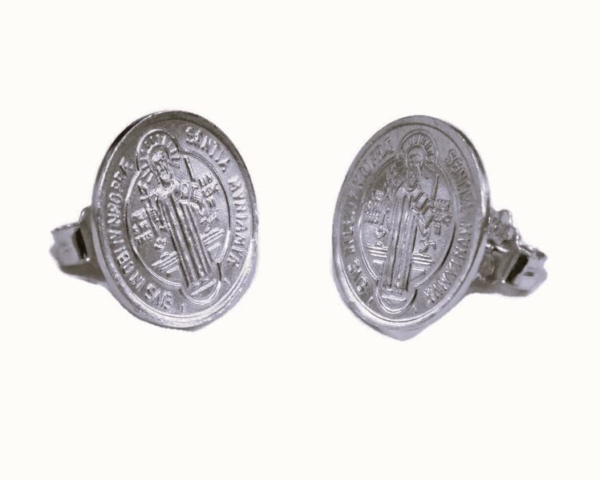 Sterling Silver .925 Medium ST. Benedict Earrings