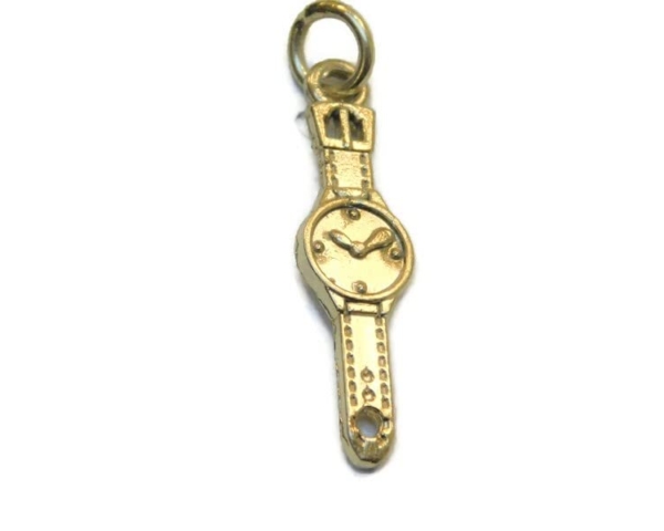 Wrist Watch Charm Pendant 14k Yellow Gold