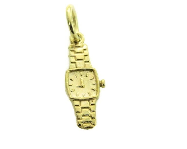 Vintage Wrist Watch Charm Pendant 14k Yellow Gold