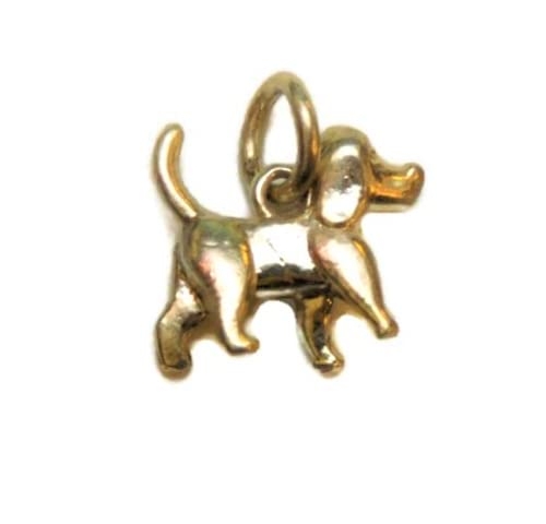 Poodle Dog #2 Charm Pendant 14k Yellow Gold