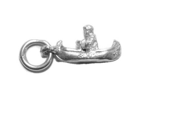 Men & Canoe Pendant Charm .925 Sterling Silver