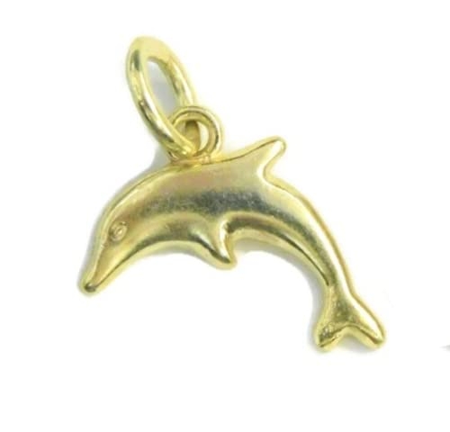 Dolphin #6 Charm Pendant 14k Yellow Gold
