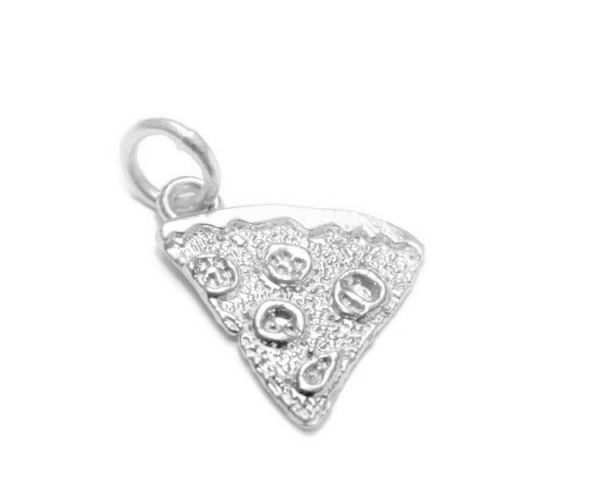 Slice of Pizza Pendant Charm .925 Sterling Silver