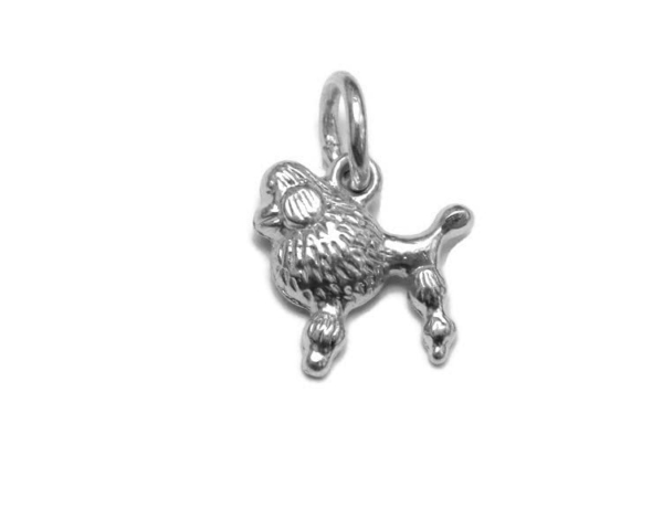 French Poodle Dog Charm Pendant .925 Sterling Silver