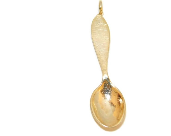 Large Spoon Pendant Charm 14k Yellow Gold