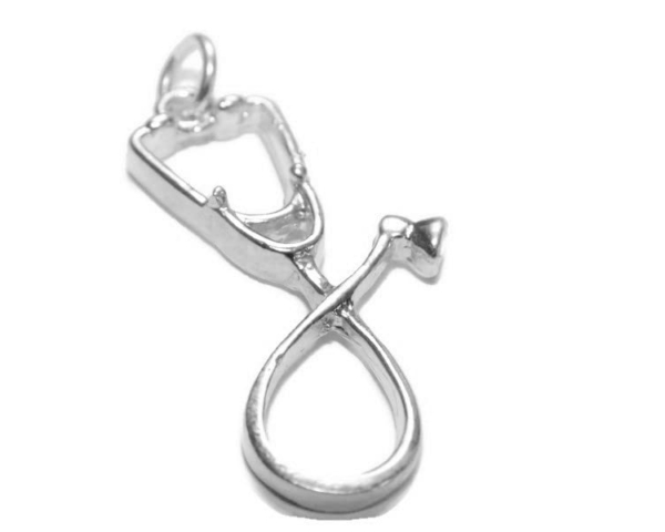 Big Stethoscope Charm Pendant .925 Sterling Silver