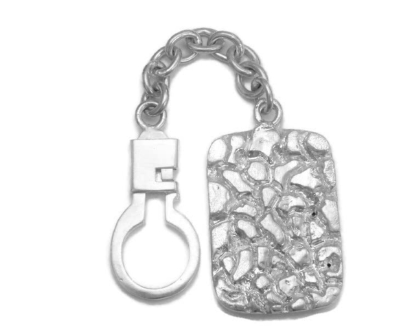 Large Nugget Keychain .925 Sterling Silver