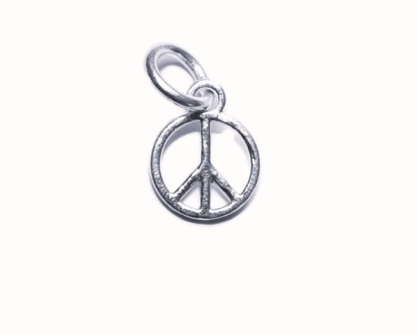 Small Peace Sign Pendant Charm .925 Sterling Silver