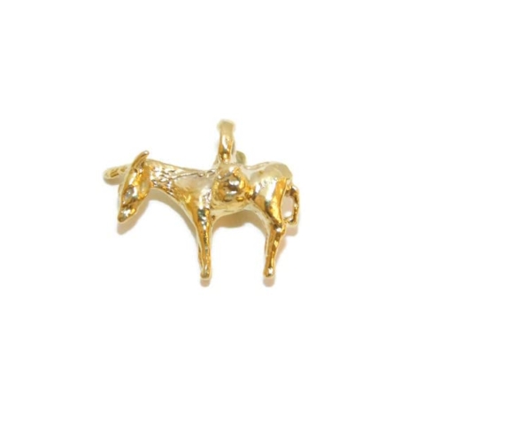 Tiny Donkey Pendant Charm 14k Yellow Gold!!