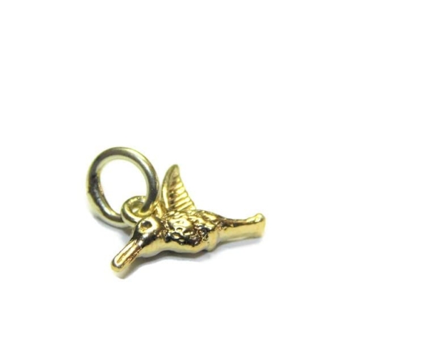 Hummingbird Charm Pendant 14k Yellow Gold