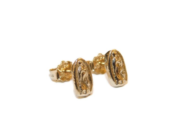 14k Yellow Gold Virgin Mary (Guadalupe) Earrings