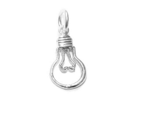 2D Bulb Outline Charm Pendant .925 Sterling Silver