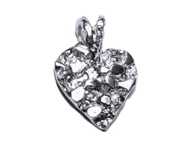 Nugget Shaped Heart Pendant Charm .925 Sterling Silver