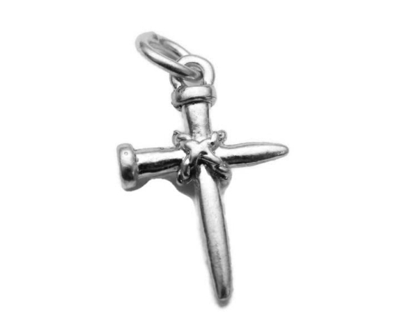 3D Nail Cross #2 Charm Pendant .925 Sterling Silver