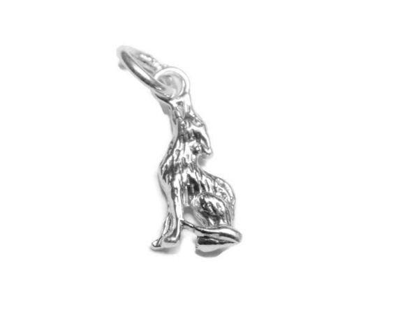 Howling Coyote Charm Pendant .925 Sterling Silver