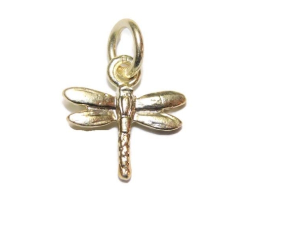 2D Dragonfly Charm Pendant 14k Yellow Gold