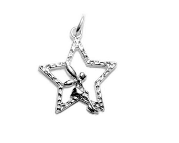 Fairy Sitting on the Star Fairy Charm Pendant .925 Sterling Silver