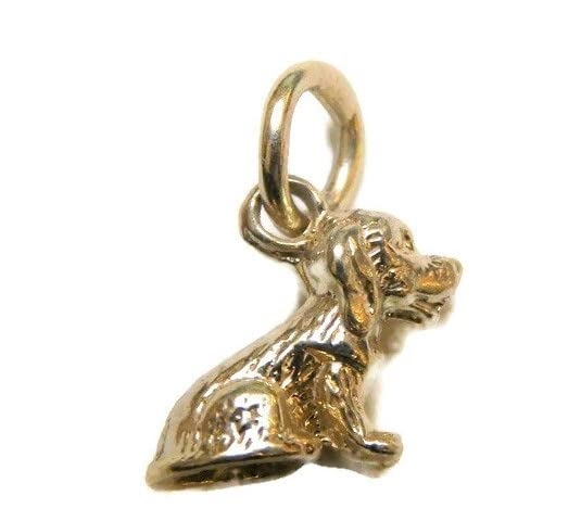 Cocker Spaniel Dog Charm Pendant 14k Yellow Gold