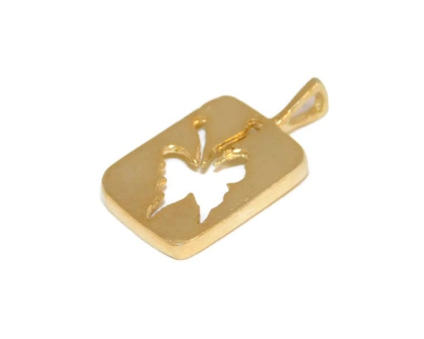 14k Butterfly Plaque Charm Pendant