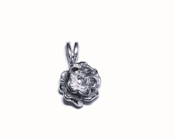 Small Rose Bud Pendant Charm .925 Sterling Silver