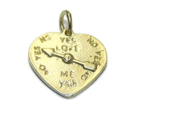 Heart Shaped Love Meter Pendant Charm 14k Yellow Gold