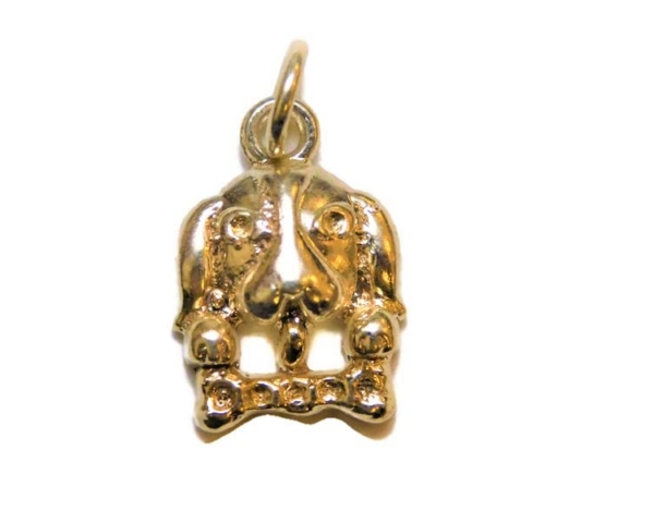 Beagle with Bone Charm Pendant 14k Yellow Gold