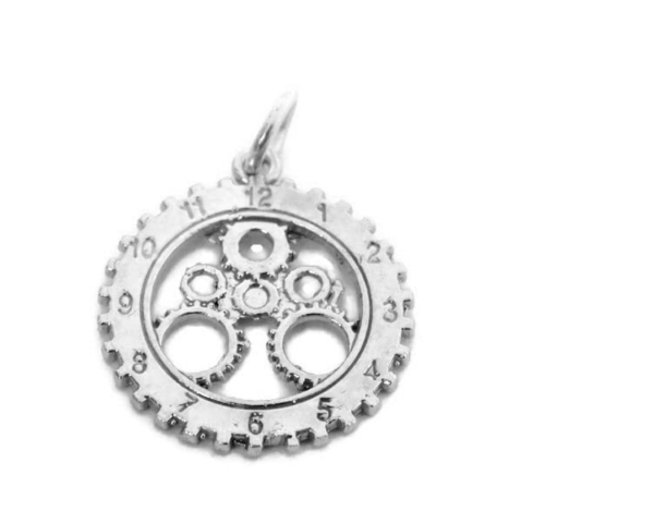 Watch Gear Charm Pendant .925 Sterling Silver