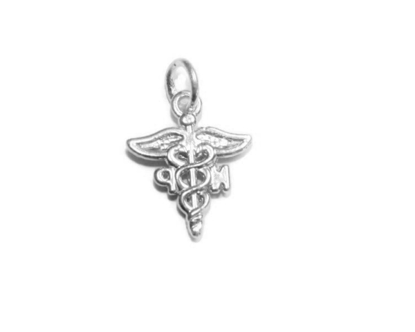 NP Nurse (Practitioner Caduceus) Charm Pendant.925 Sterling Silver