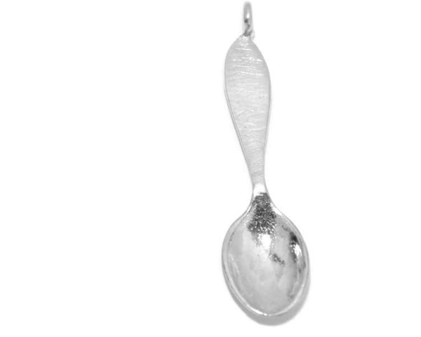 Large Spoon Pendant Charm .925 Sterling Silver