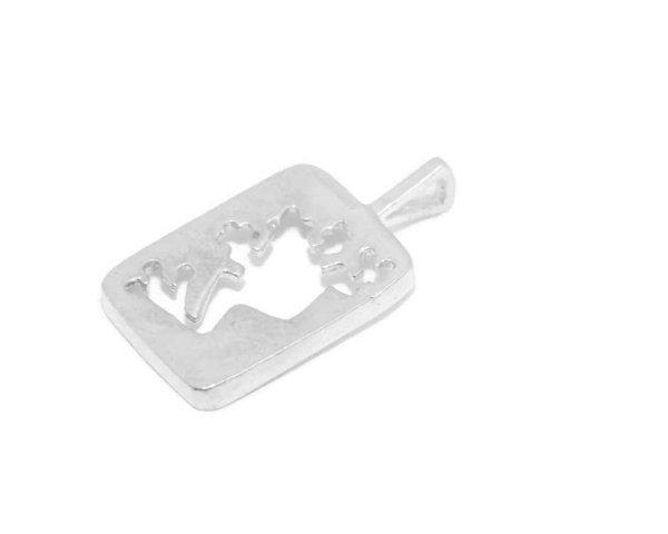Frog Plaque Pendant Charm .925 Sterling Silver