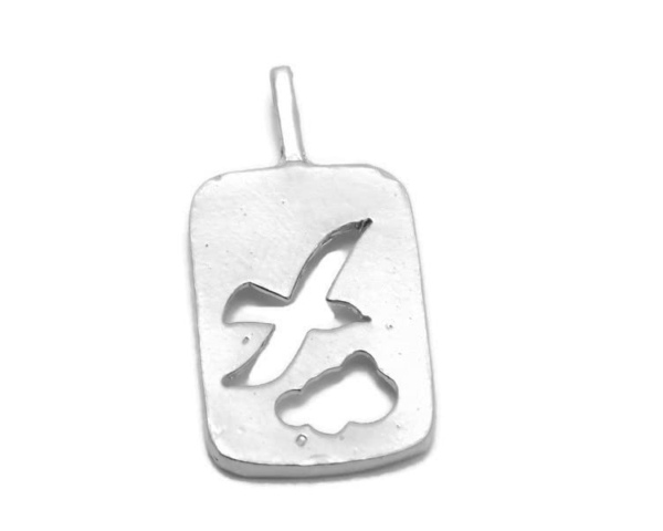 Seagull Plaque Pendant Charm .925 Sterling Silver