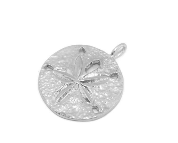 Sand Dollar Large Pendant Charm .925 Sterling Silver