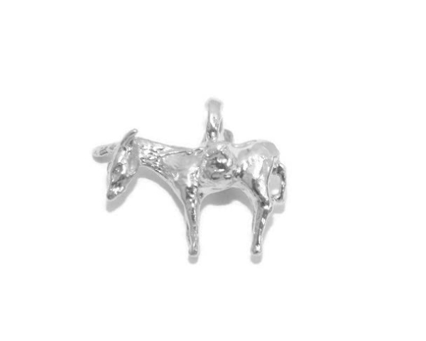 Tiny Donkey Pendant Charm .925 Sterling Silver