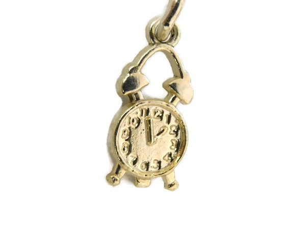 Alarm Clock Charm Pendant 14k Yellow Gold