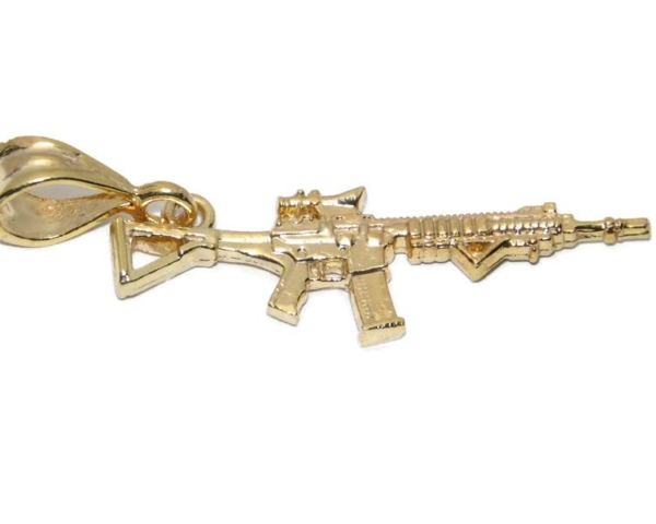 14k Solid Gold VZ-58 Modernized Rifle Charm Pendant