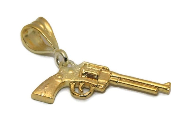 14k Solid Gold S&W 29-6 44MAG-Revolver Charm Pendant.