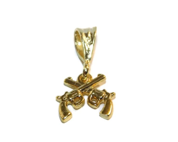 14k Solid Gold Pair of Revolver in x Charm Pendant.