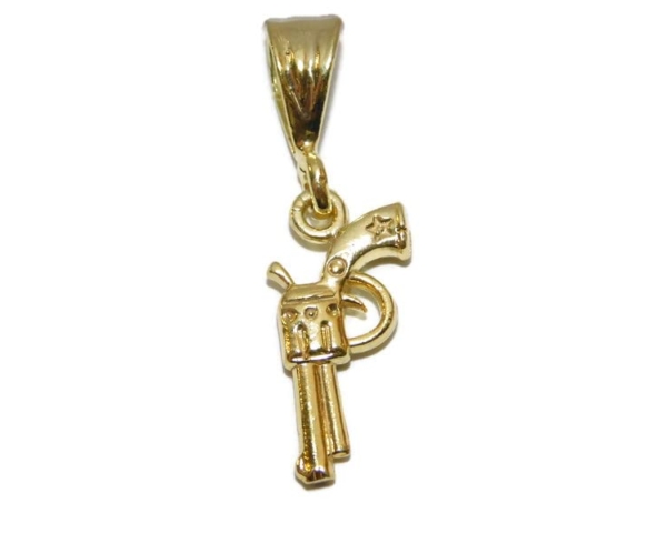 14k Solid Gold S&W Revolver Pistol Charm Pendant.