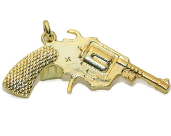14k Solid Gold S&W 42 38 SPL Revolver Charm Pendant.