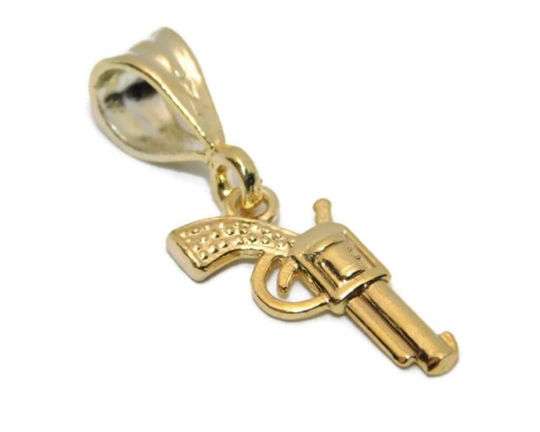 14k Solid Gold S&W Magnum Revolver Charm Pendant.